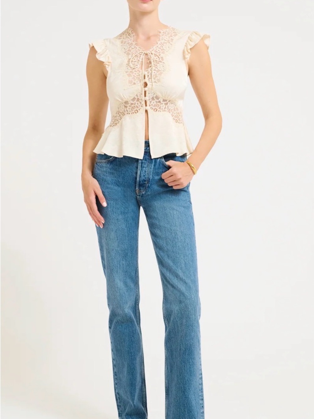 Rumored Wisteria Top NWT in Ivory Jacquard Size Small 2/4 - Picture 3 of 5